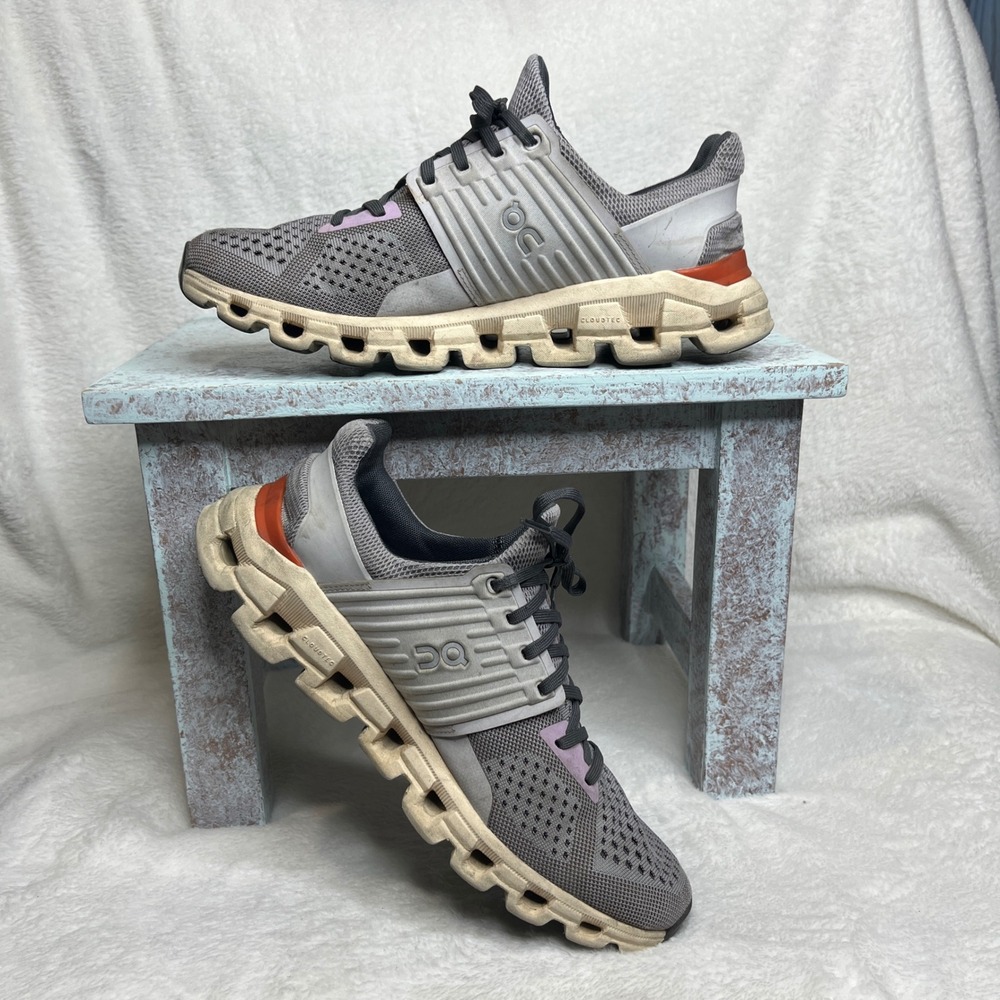 ON Cloudswift Women's Running Shoes Gray Orange Pink Sz W10 UK8 EU42